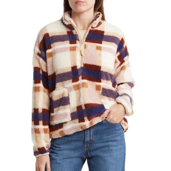 Thread & Supply Jackets & Blazers - NWT Thread & Supply Ivory & Navy Danica Fleece Sherpa Jacket